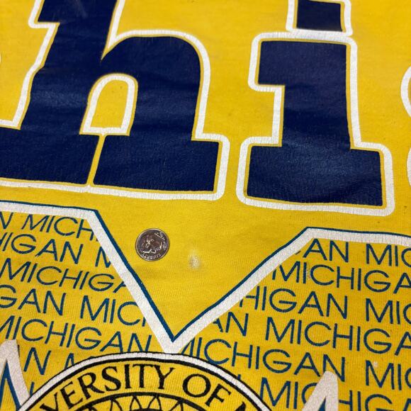 Vintage University of Michigan Spellout Sweatshirt Calhoun Crewneck 80s 90s - Picture 10 of 13